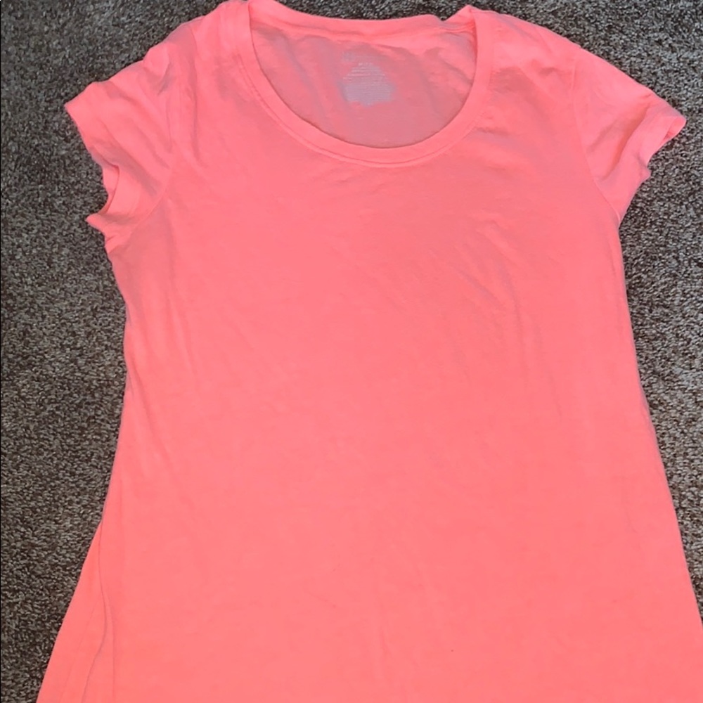 Coral shirt worn once under a sweater